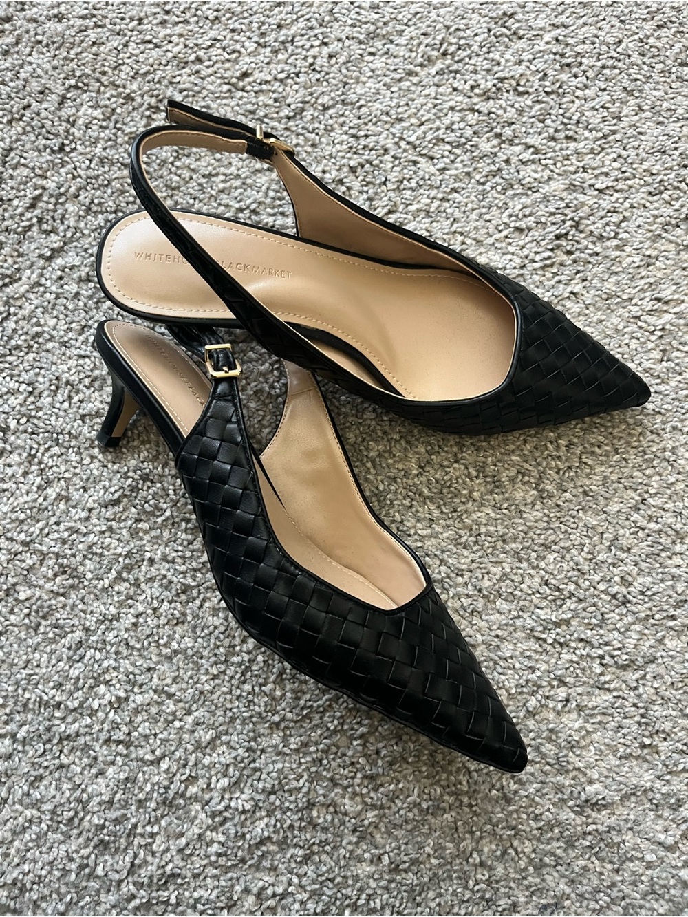 WHBM Black Slingback Heels - Picture 2 of 5